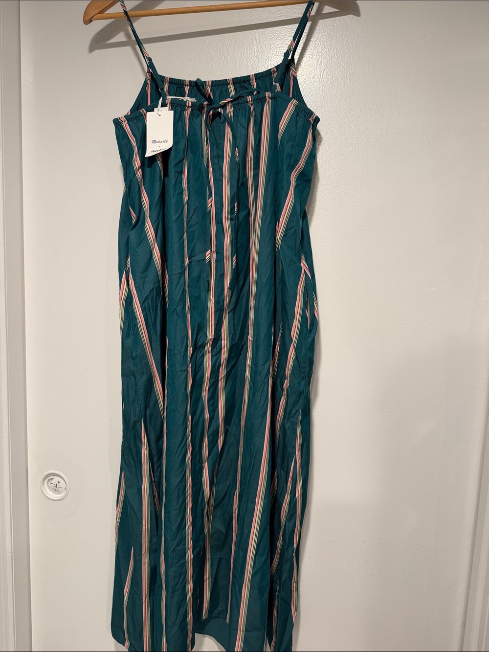 Madewell Teal Striped Midi Dress with Pink & Cream Lines XS - Picture 3 of 4